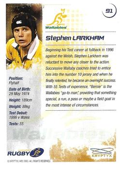 2003 Kryptyx The Defenders Australian Rugby Union #91 Stephen Larkham Back